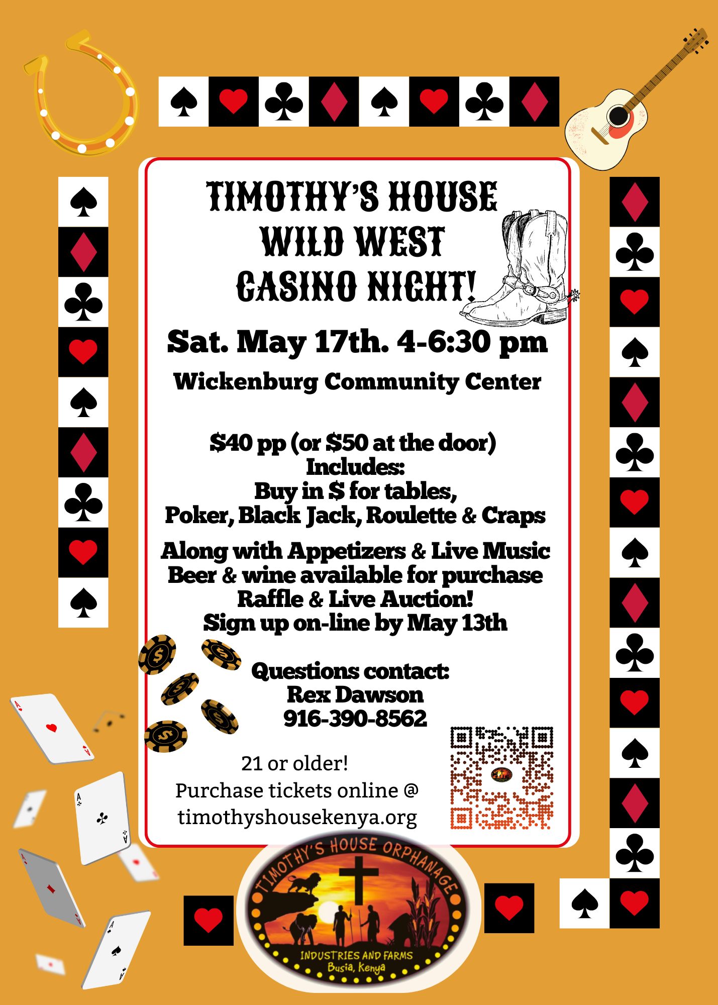 Wild West Casino Night flyer gold