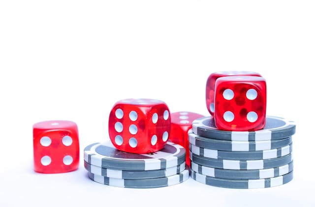 poker chips and dice